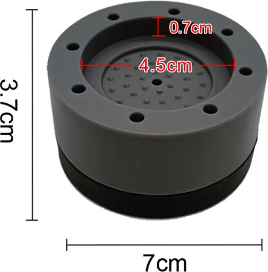 4 Wasmachine Trillingsdempers - Antislipmatjes - Zwart