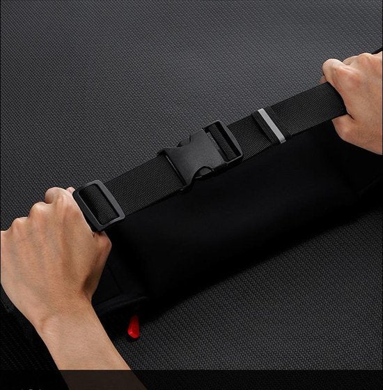 Heuptasje sport – running belt - verstelbare buideltas 60cm to 120cm - waterafstotend - Zwart
