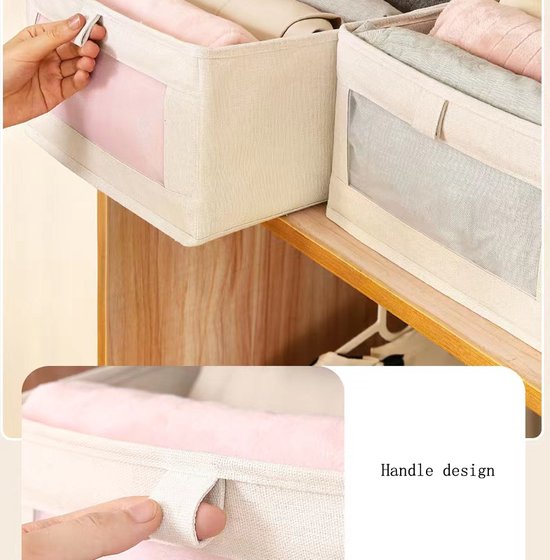2 Opvouwbare Kleding Opbergdozen met Kijkvenster - Beige