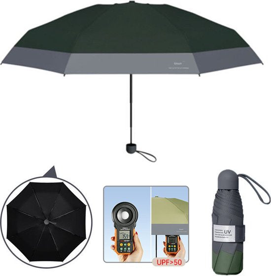 Opvouwbare Paraplu -Windproof- zonnescherm UV-SPF 50+compact en draagbaar-  Extra sterk  -Groen