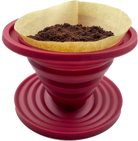 Opvouwbare siliconen koffie filter rood