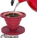 Opvouwbare siliconen koffie filter rood