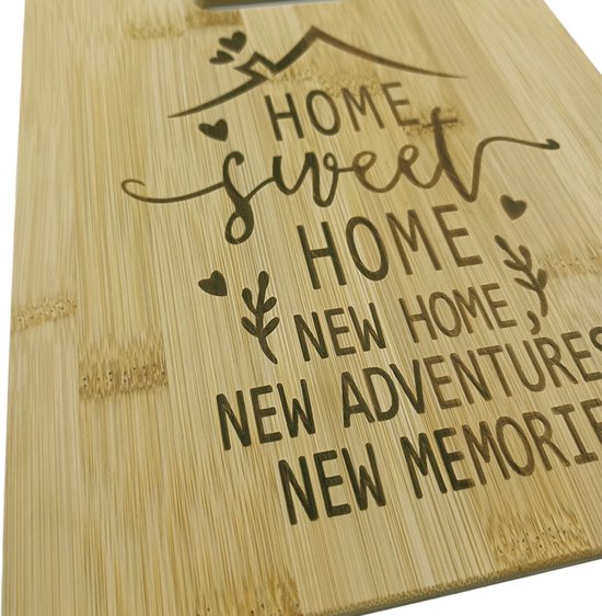 Bamboe Snij- en Serveerplank 'Home Sweet Home' - 28x22 cm