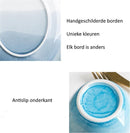 4 stuks porselein - uniek handgeverfde bord - ⌀ 25.4CM