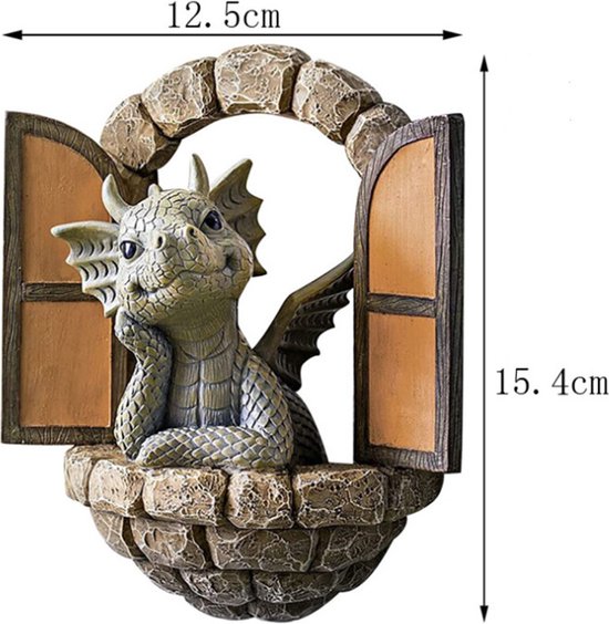 hoogkwalitatieve kunststof - decoratiefiguur Dinosaurus-T-Rex bij de raam-interieur-Tuinbeeld ophangbaar