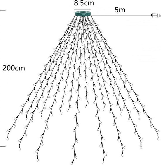 Kleurrijke 400 LED Kerstboomlampjes - 2 Meter Hoog - 16 Takken - IP44-8 Verlichtingsmodi - Sfeervolle Kerstverlichting voor Binnen en Buiten