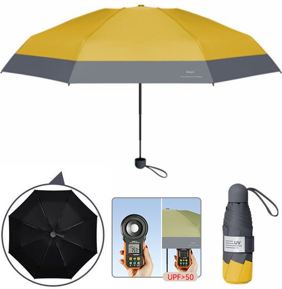 TDR - Opvouwbare Paraplu -Windproof- zonnescherm UV-SPF 50+compact en draagbaar-  Extra sterk  - Geel