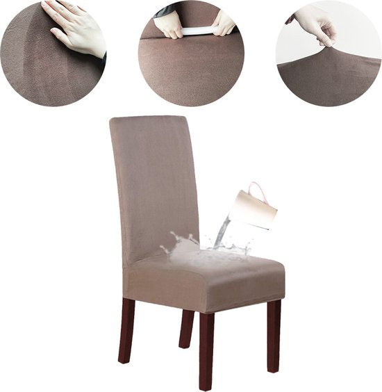 2 Stuks Waterdichte Stoelhoezen - Eetkamerstoel hoes - Stretch Materiaal - Universele Stoelhoezen -kaki