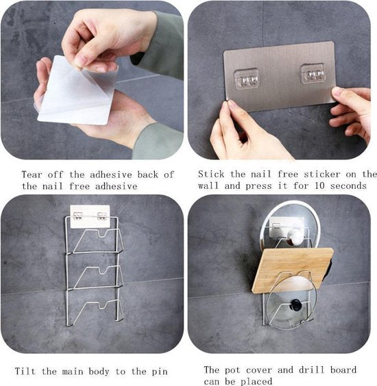 Premium Pannendeksel Houder - RVS Rek voor 3 Deksels