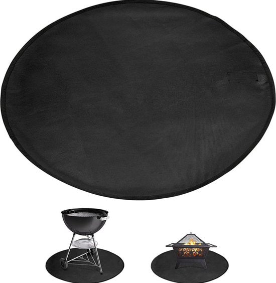 TDR - Tuin vloermat - Ideale mat voor onder de barbecue - Beschermt je terrastegels of gazon tegen hete kolen en vetvlekken - Rond 36 inch - Zwart