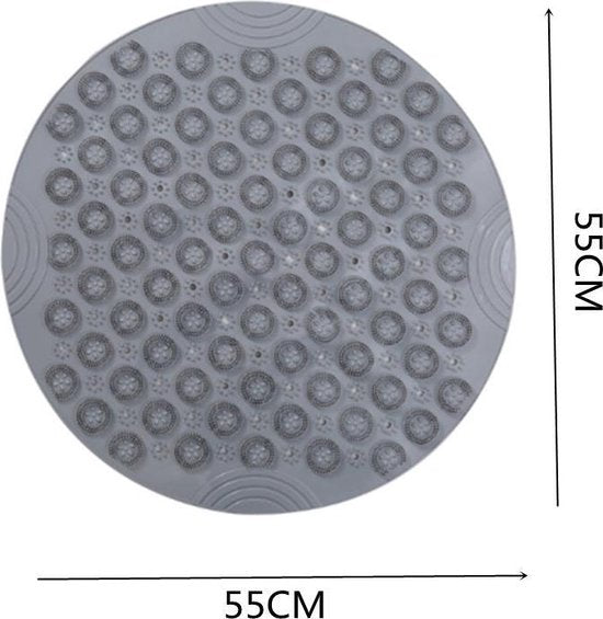 TDR-Antislip mat - 55x55CM - Rond - Grijs - Badmat badkamer - Douchemat - Badkamermat - Antislipmat voor douche