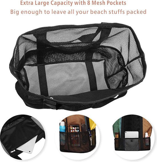 Multifunctionele Opvouwbare Strandtas - Ruime en Duurzame Tas voor Strand, Picknick en Meer-zwart