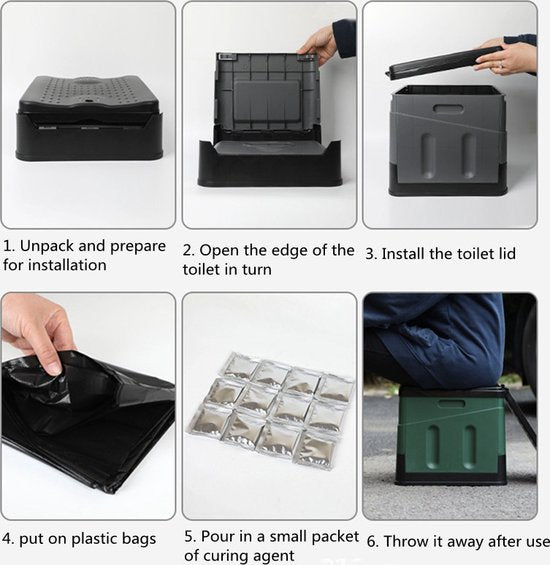 Opvouwbaar toilet- Camping Toilet -grijs (inclusief 12 sets