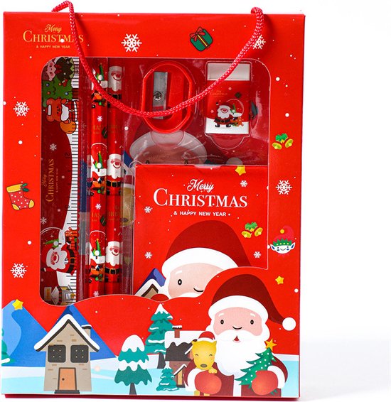 3 stuks Kerstcadeauset voor Kinderen - Feestelijke Schrijfwaren Giftbox met Kerstdesign