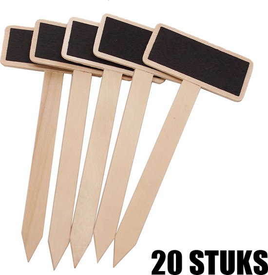 20 Stuks Houten Krijtbord Plantenlabels met Paaltjes