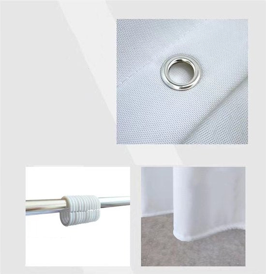 Waterdicht douchegordijn met kiezelsteenpatroon - Luxe uitstraling, Uitstekende waterbestendigheid, Eenvoudig te installeren 180*200CM-wit