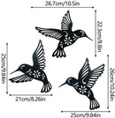 Kolibrie Wanddecoratie Metaal – Set van 3 – Zwart Smeedijzer