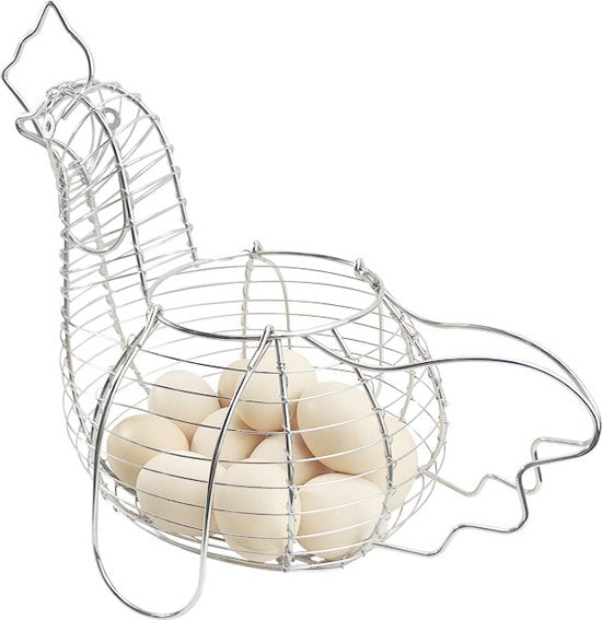 Luxe Kippen-Eiermand van Hoogwaardig IJzer - Zilver 32x26cm