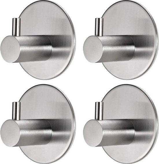 Unikorf 4 stks Zelfklevende Handdoekhaakjes Zilver