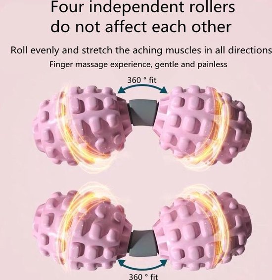 Fitness & Massage Set - De ultieme combinatie voor verbetering van lichaamsvorm en ontspanning - 1x Multifunctionele fitness en afslank klem & 1x Massage handvat met Rollers - Roze