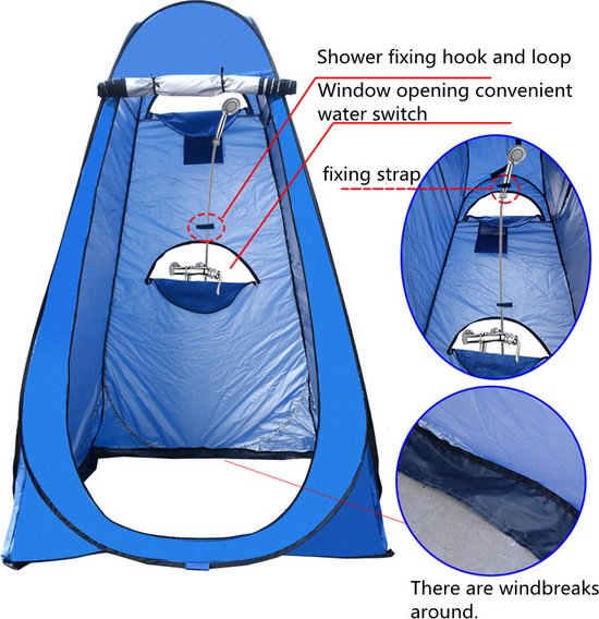 TDR-Outdoor camping  douchetent met  drie ramen-omkleedtent-150*150*190cm-blauw