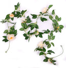 2 Stuks Rozen Slinger - Kunstbloemen slinger - Balkon decoratie - Zomerbloem- 145cm - Klimroos Light Champagne - Bruiloft Decoratie – Trouwen -Trouwdag bloemen