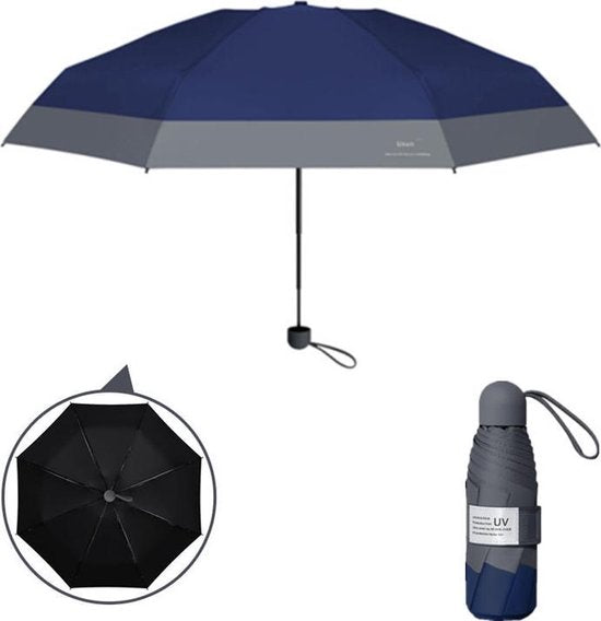 Opvouwbare Windproof Paraplu UV-SPF 50+ - Marineblauw
