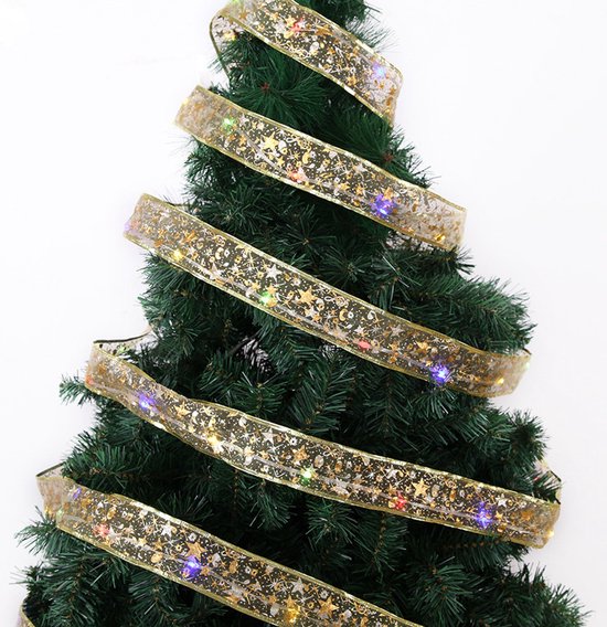LED Kerstboom Licht Lint- 5 Meter 50 LED Lichtjes-werkt op batterij-kerstdecoratie-Multicolour-goud