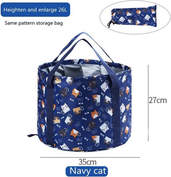 TDR - Opvouwbaar waterdichte bad - geschikt voor voetenbad / kleren wassen / etc - 26L - Marineblauw