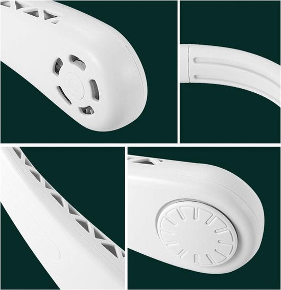 Merkloos USB Nekventilator, 6u Batterij, Wit