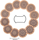 12 stuks Kurken Onderzetters met houder voor Glazen met Mand