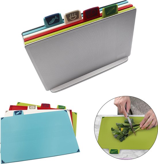 Snijplanken set - inclusief houder - 4 Snijplanken - Antibacterieel - Antislip