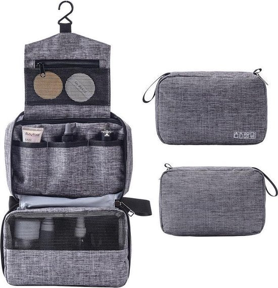 TDR - Toilettas - Organizer voor Toiletartikelen - met haak - multifunctioneel en draagbaar -23*7*15cm- grijs