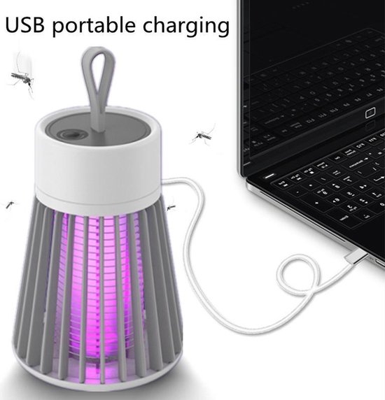 Xtraworks - Electrische muggenlamp - UV Lamp - geen fel licht - nog effectiever vanwege ingebouwde ventilator - vrijwel geruisloos - Met Kabel - Grijs