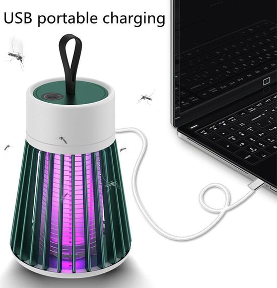 Electrische muggenlamp - UV Lamp - draagbaar - geen fel licht - vrijwel geruisloos - Groen