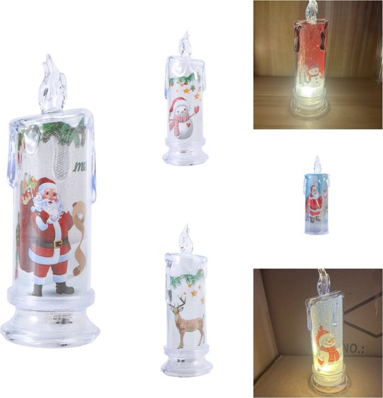 6-delige kerstdecoratie LED-kaarsenset - Sneeuwman & Kerstman motieven- Kerstcadeau - 6,5*18,5cm
