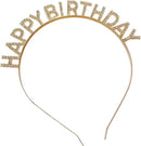 Happy Birthday Tiara en Sjerp-Met text "Birthday Queen"- Ideaal als Cadeau voor Verjaardagen-birthday diadeem-goud