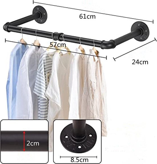 Industriële Metalen Kledingrekken - Draagvermogen 30 kg - Zw