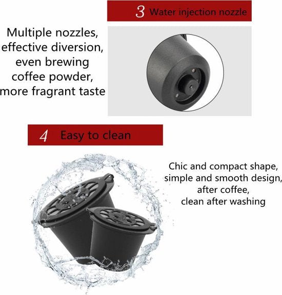 Hervulbare koffiecapsulefilter 4 stuks voor Nespresso