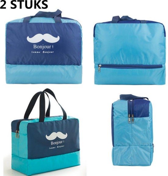 2x Waterdichte tas met compartimenten - marineblauw