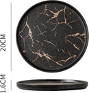2-delige Luxe Marmeren Bordenset -Stijlvol Serveerbord voor Diner en Lunch- Modern & Stijlvol Ontwerp-Mat Zwart (Ø25,2 cm & Ø20 cm)