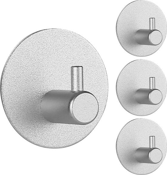 Unikorf 4 stks Zelfklevende Handdoekhaakjes Zilver