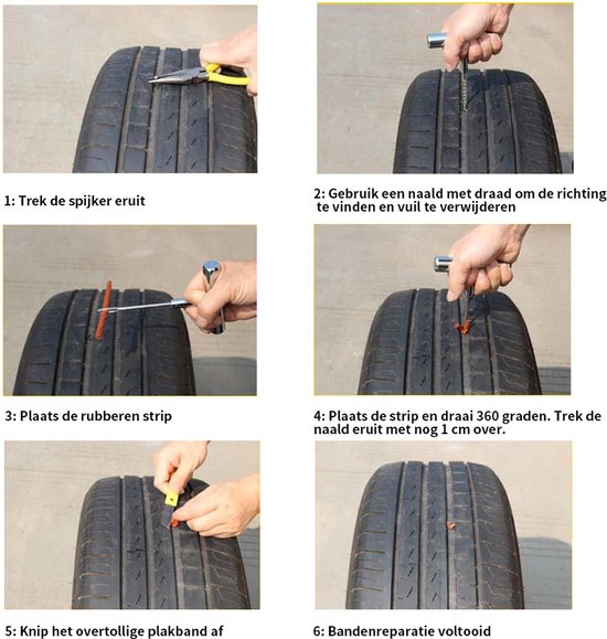 46-delige Bandenreparatieset – Complete Noodset voor Fiets, Motor en Auto – Inclusief Stoffen Reparatiestrips & Gereedschap