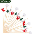 Kerst Cocktailprikkers 100 stuks – Cupcake & Fruit Prikkers