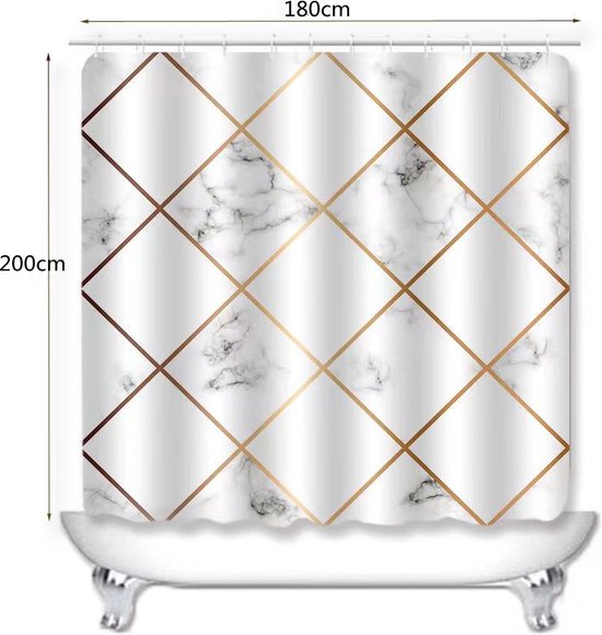 Unikorf Waterdicht Douchegordijn 180x200 Wit Kiezelpatroon
