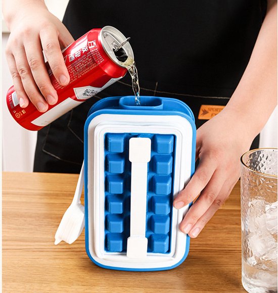 ijsblokjes maker voor 18 ijsblokjes- ijsblokjes tray - ijsblokjes vorm - Blauw