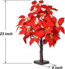 LED Lichtboom met Rode Poinsettia Bladeren - Warme Witte Verlichting - Energiezuinig en Duurzaam Design-58 cm Hoog