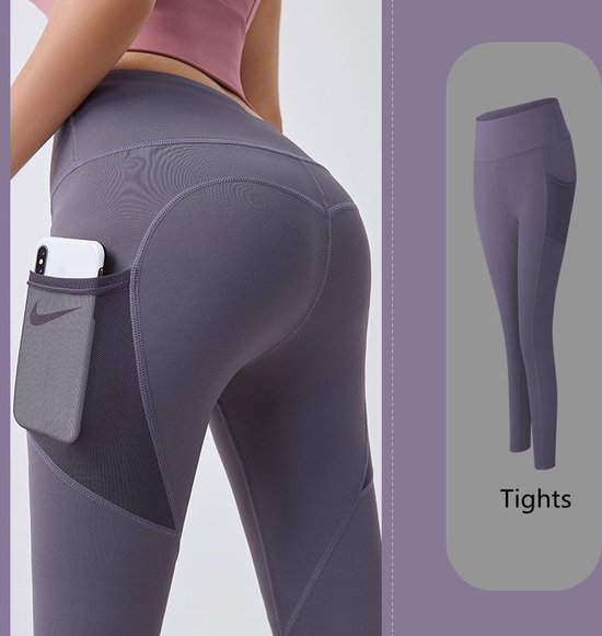 TDR - Fitness broek - Sportlegging - Yoga Broek -  Yogalegging - Dames - Paars - L