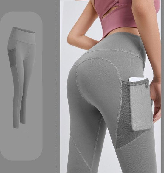 TDR Dames Yoga Broek - Sportlegging - Grijs - L