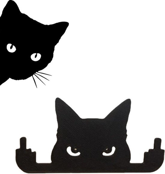 Unikorf 2-delige dierenkattenspion tuindecoratie, zwart